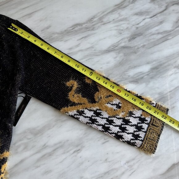 MAX SPORT MSRP $368 Magenta Combo Long Maxi Cardigan w/ Pocket Fall S Faux Fur - Picture 10 of 16